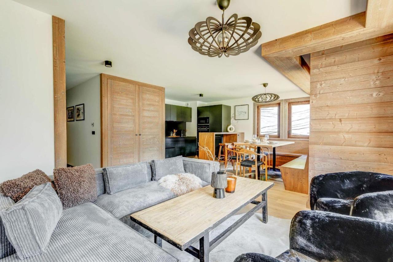 4-Room Apartment With Garden, Gym And Shared Spa Megeve Luaran gambar